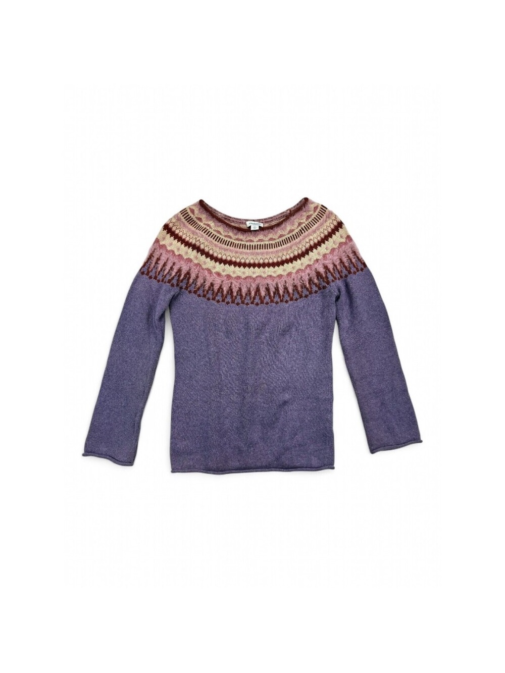 Sundance Lavender Crewneck Sweater with Fair Isle Yoke